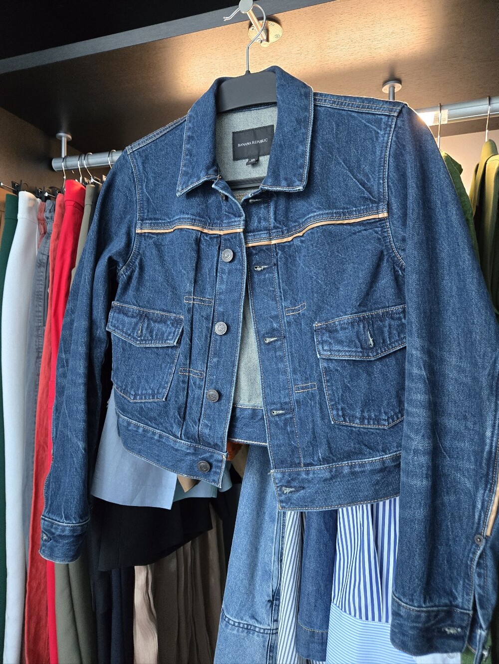 Banana Republic Dark Blue Denim Trucker Jacket - Picture 3 of 9